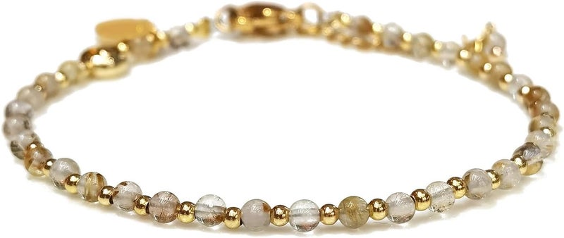 Morchic 3mm Tiny Beads Natural Gemstone Bracelet for Women, Adjustable 7.1" Energy Gem Charm Jewelry, Dainty Handmade Birthday Gift - Image 1